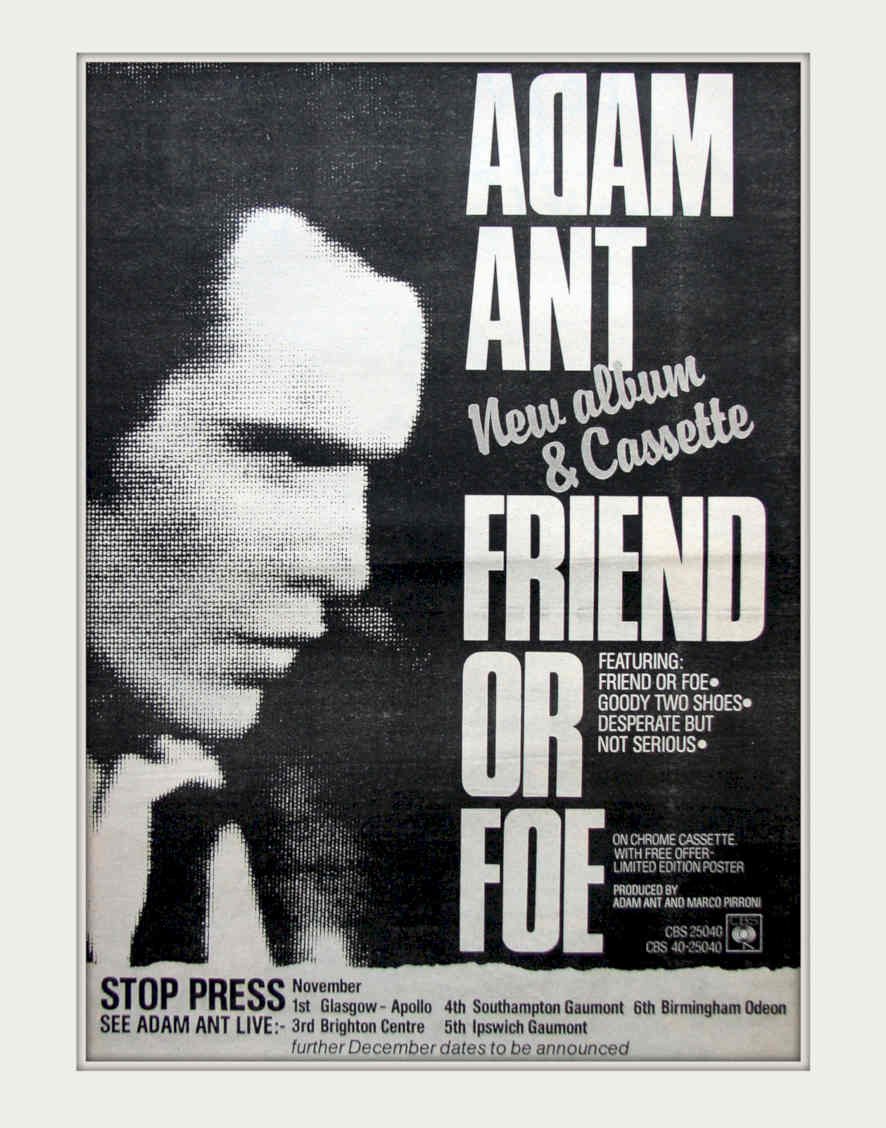 Adam Ant Friend Vintage Retro Advert Poster A4 Photo Print