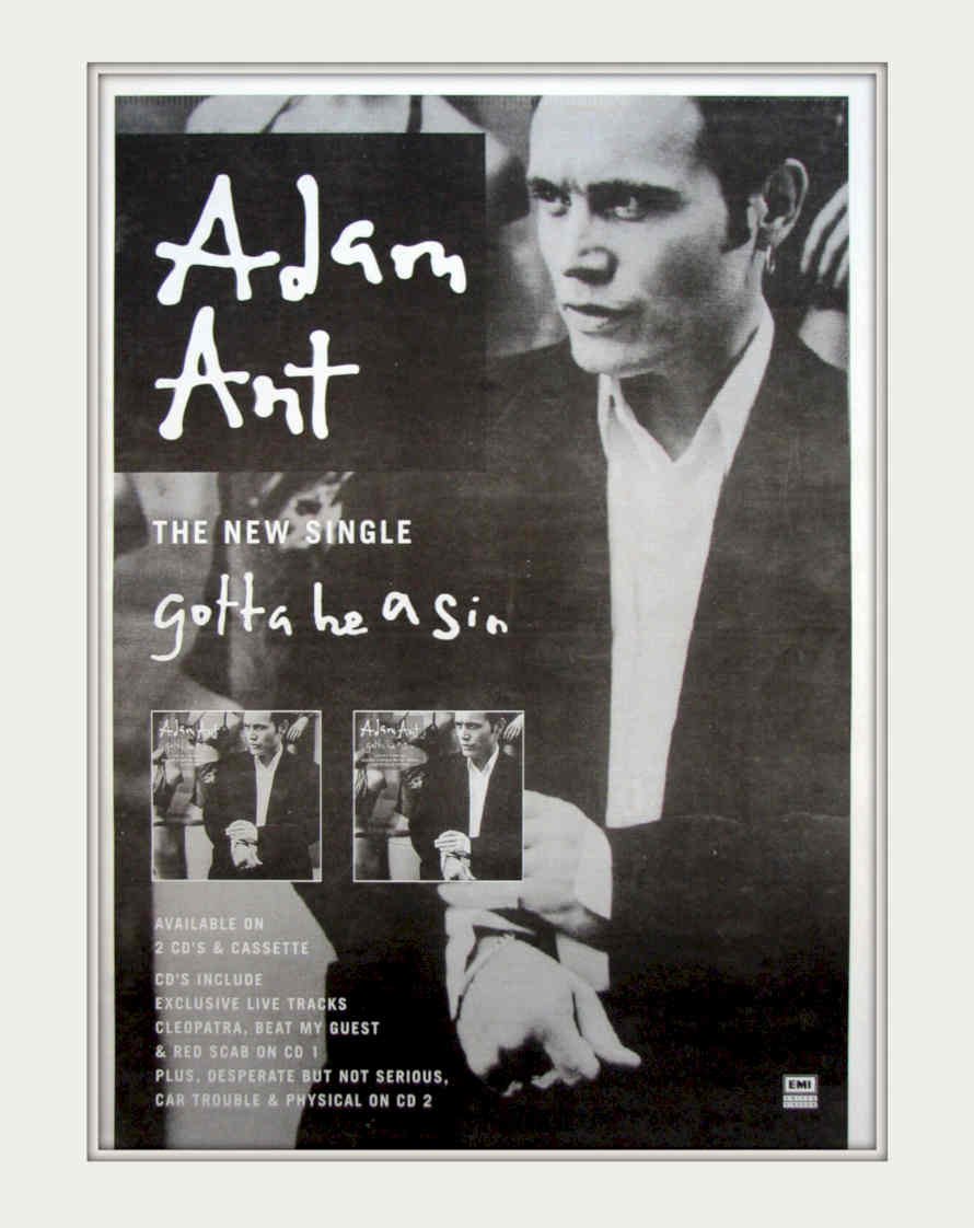 Adam Ant Sin Vintage Retro Advert Poster A4 Photo Print