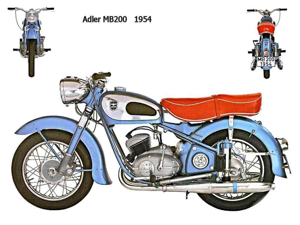 Adler MB200 1954 motorbike A4 Photo Print