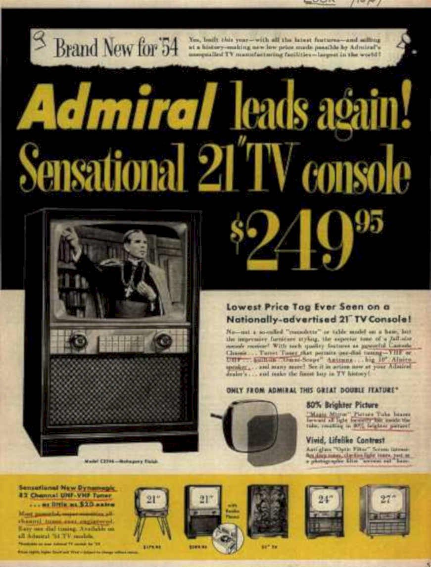 Admiral Tv Console Vintage Retro Advert Ads A4 Photo Print