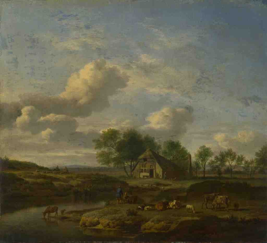 Adriaen van de Velde A Landscape with a Farm by a Stream A4 Photo Print