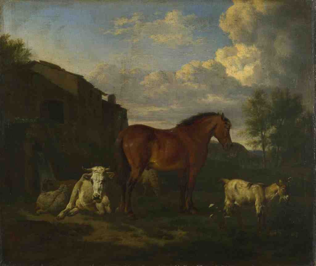 Adriaen van de Velde Animals near a Building A4 Photo Print