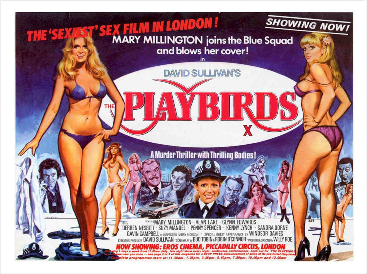 Adult Sex Movie Poster Playbirds Mary Millington Vintage Retro Advert Poster A4