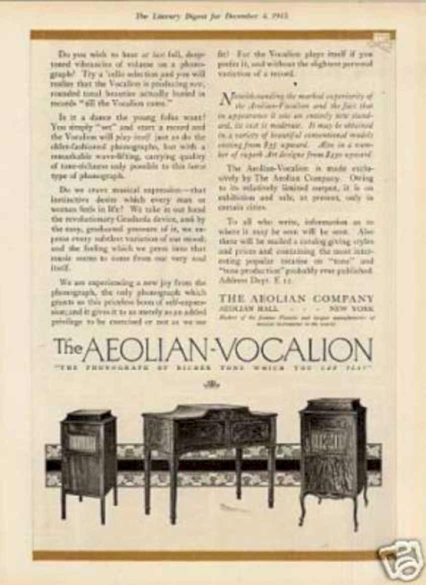 Aeolian Vocalion Phonograph 2 Vintage Retro Advert Ads A4 Photo Print