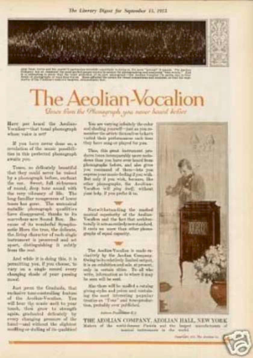 Aeolian Vocalion Phonograph Vintage Retro Advert Ads A4 Photo Print