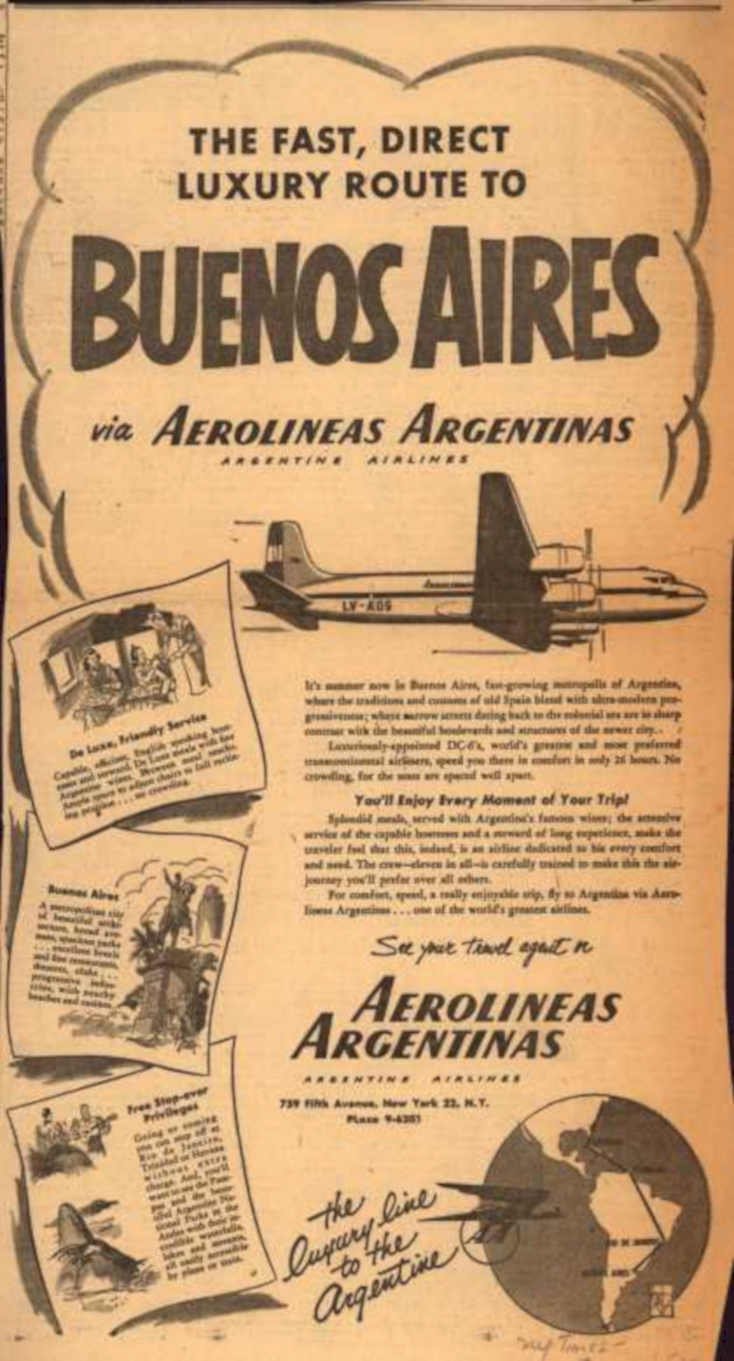 Aereo Dc6 Buenos Vintage Retro Advert Ads A4 Photo Print