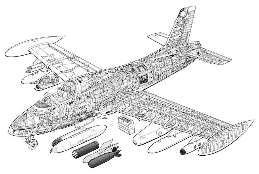 Aermacchi MB 326 cutaway A4 Photo Print