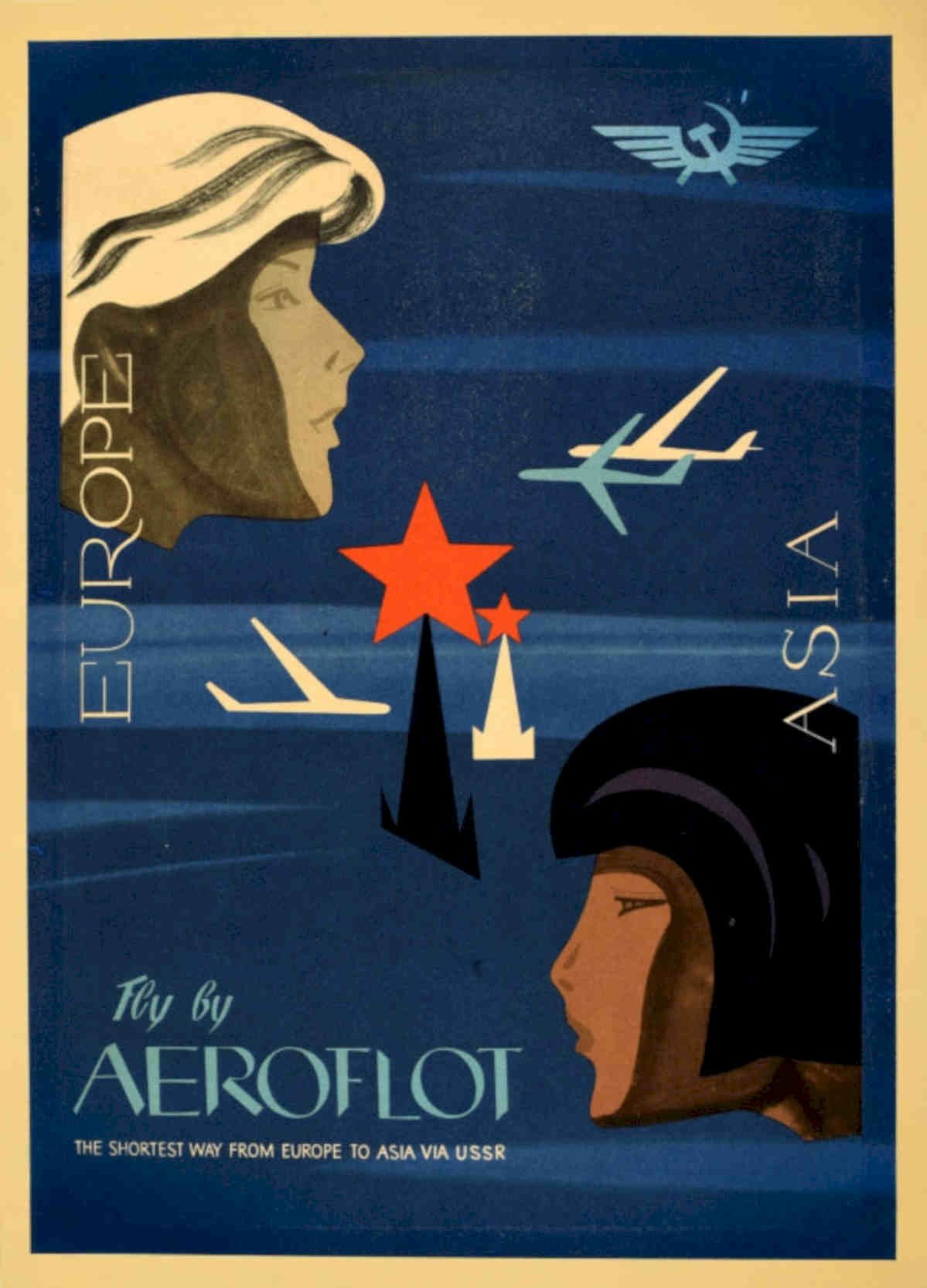 Aeroflot Europe Asia Vintage Retro Advert Poster A4 Photo Print