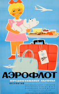 Aeroflot Girl Suitcase Vintage Retro Advert Poster A4 Photo Print