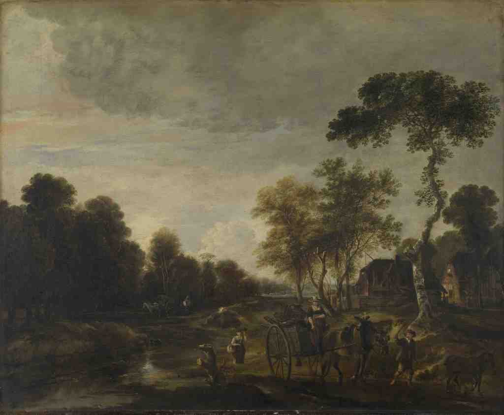 Aert van der Neer An Evening Landscape with a Horse and Cart by a Stream A4 Photo Print