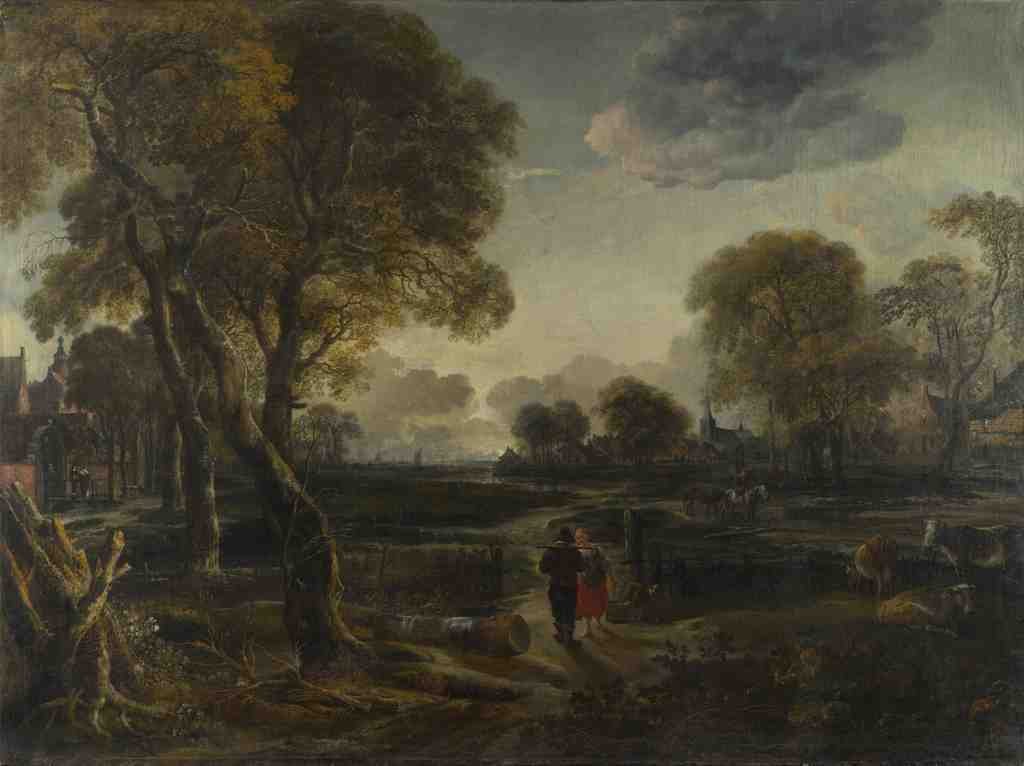 Aert van der Neer An Evening View near a Village A4 Photo Print