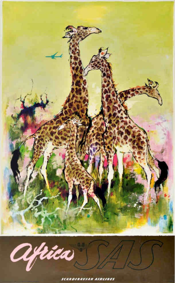 Africa Sas Giraffes Vintage Retro Advert Poster A4 Photo Print
