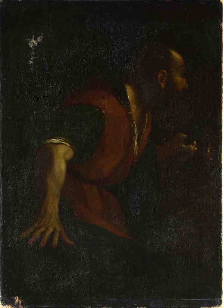 After Guercino A Bearded Man holding a Lamp A4 Photo Print