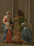 After Nicolas Poussin The Holy Family with Saints Elizabeth and John A4 Photo Print