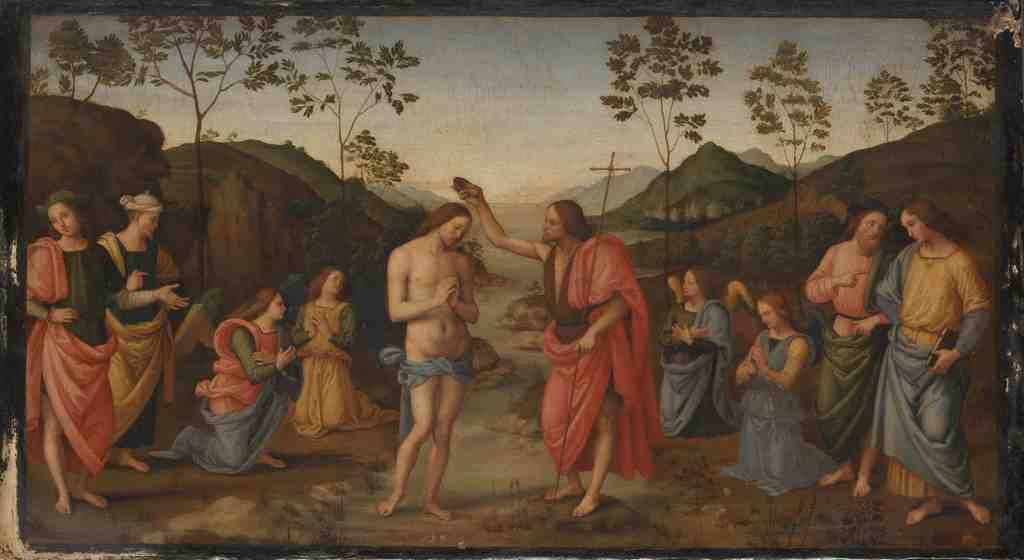 After Pietro Perugino The Baptism of Christ A4 Photo Print