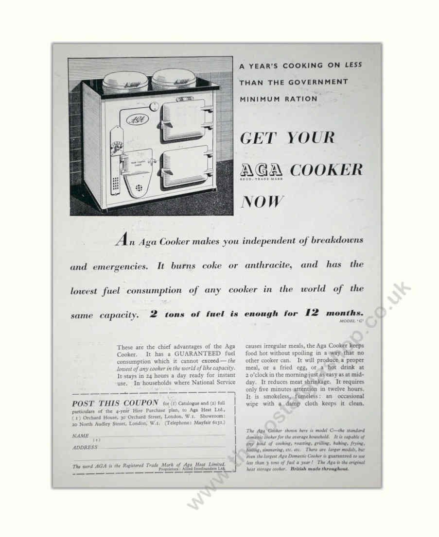 Aga Cooker Fuel Vintage Retro Advert Poster A4 Photo Print
