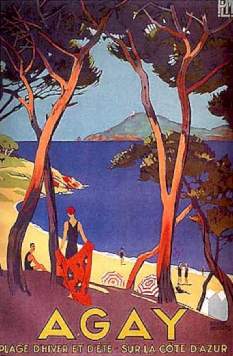 Agay Beach Winter Vintage Retro Advert Ads A4 Photo Print