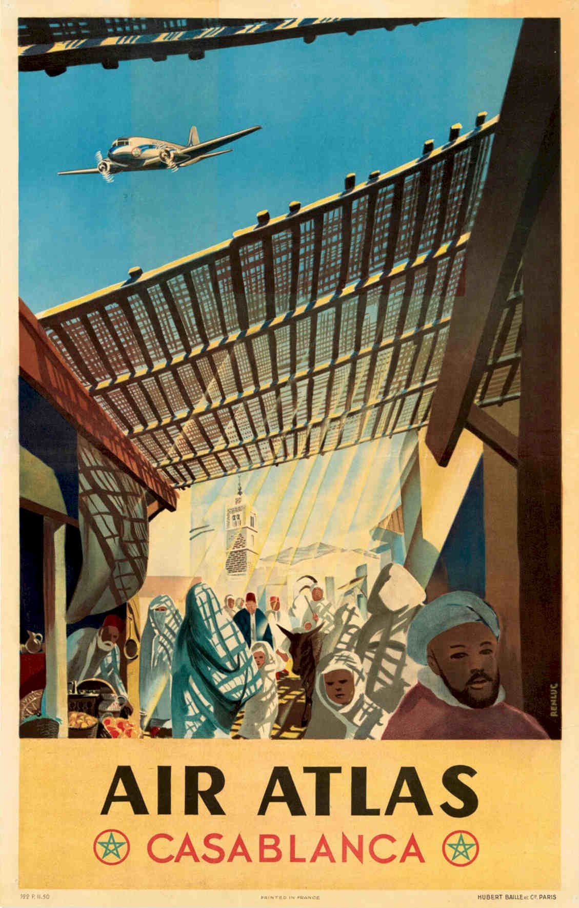 Air Atlas Casablanca Vintage Retro Advert Poster A4 Photo Print