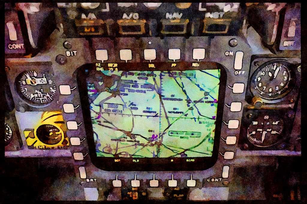 Air Force 396029 Pilot's Cockpit Showing Head up Display A4 Limited Edition Watercolour Print
