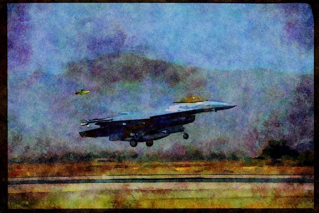 Air Force 396079 F 16 Falcon A4 Limited Edition Watercolour Print