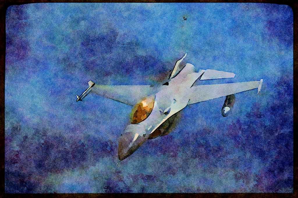 Air Force 396082 F 16 Falcon A4 Limited Edition Watercolour Print