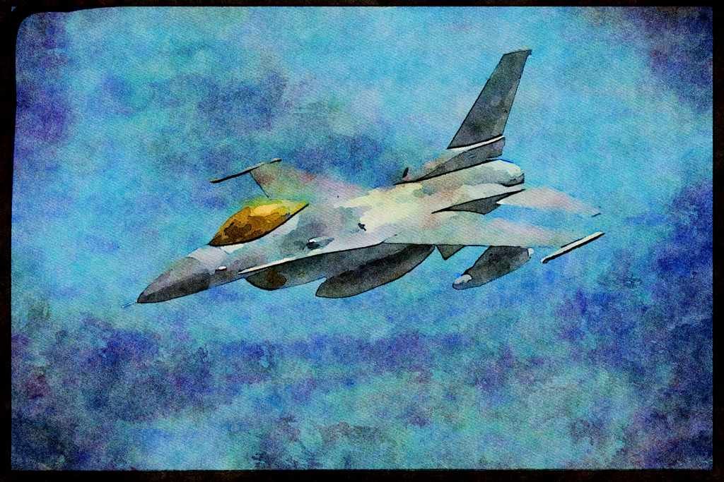 Air Force 396084 F 16 Falcon A4 Limited Edition Watercolour Print