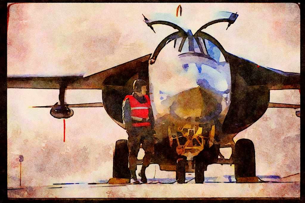 Air Force 396087 F 111 Aardvark Pre flight Inspections A4 Limited Edition Watercolour Print