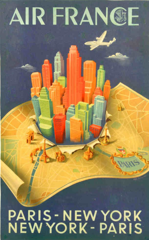 Air France Cities Vintage Retro Advert Poster A4 Photo Print