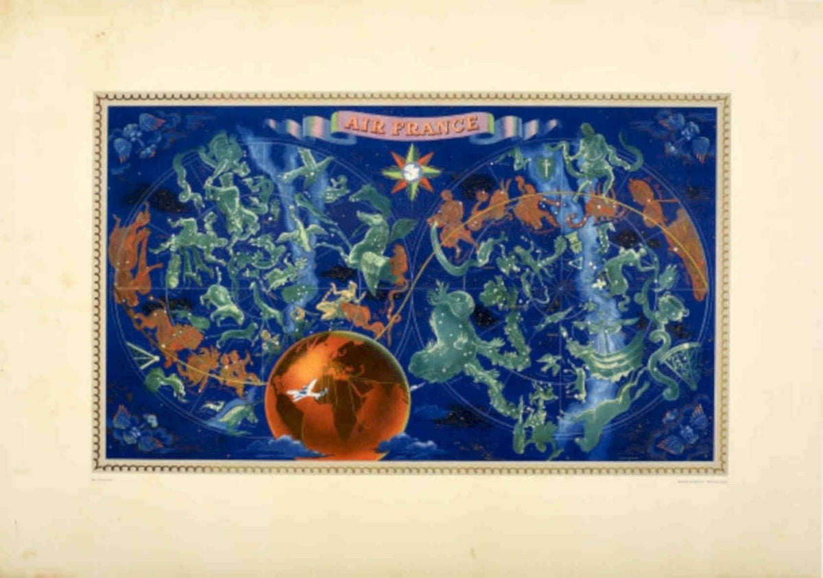 Air France Globe 4 Vintage Retro Advert Poster A4 Photo Print