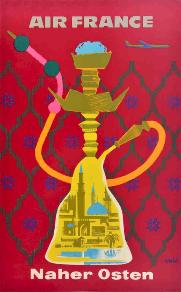 Air France Hookah Vintage Retro Advert Poster A4 Photo Print