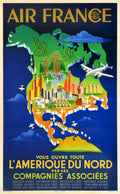 Air France Map 10 Vintage Retro Advert Poster A4 Photo Print