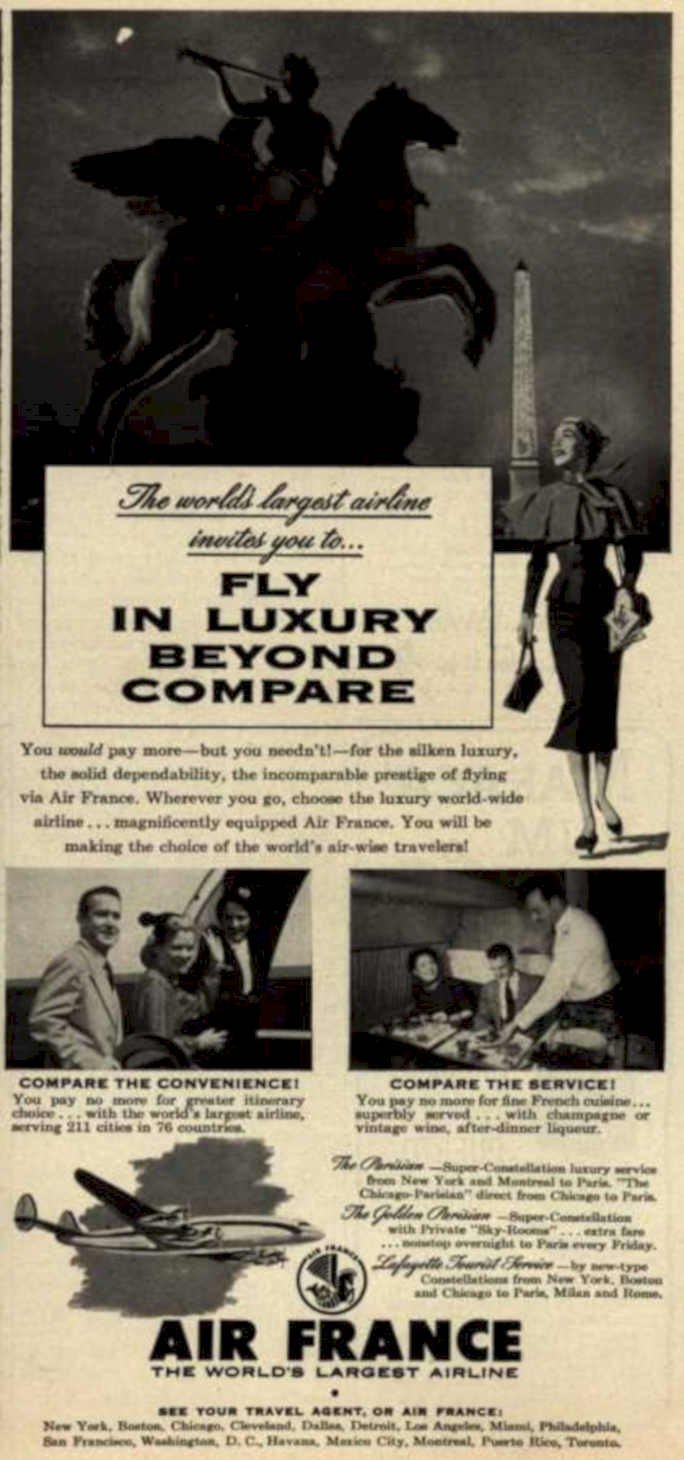 Air France Paris 1 Vintage Retro Advert Ads A4 Photo Print
