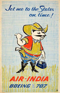 Air India Cowboy Vintage Retro Advert Poster A4 Photo Print