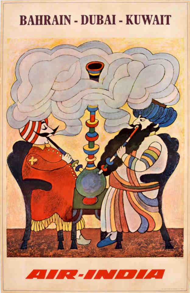 Air India Hookahs Vintage Retro Advert Poster A4 Photo Print