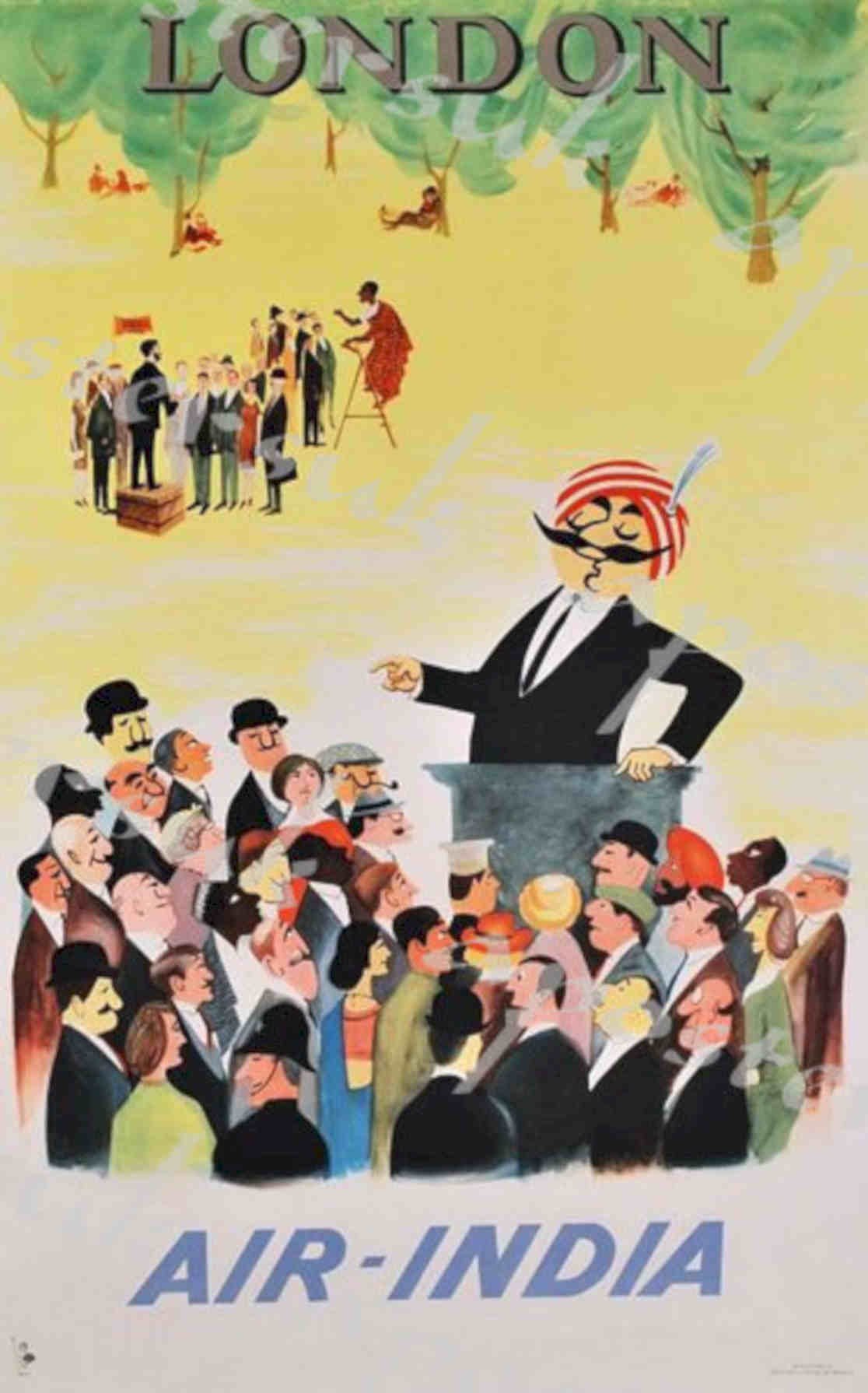 Air India London Vintage Retro Advert Poster A4 Photo Print