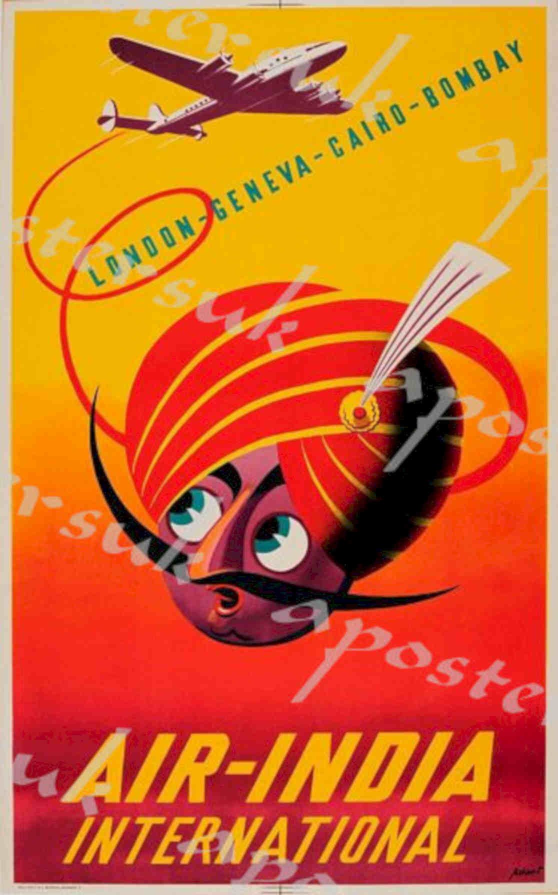 Air India Routes Vintage Retro Advert Poster A4 Photo Print