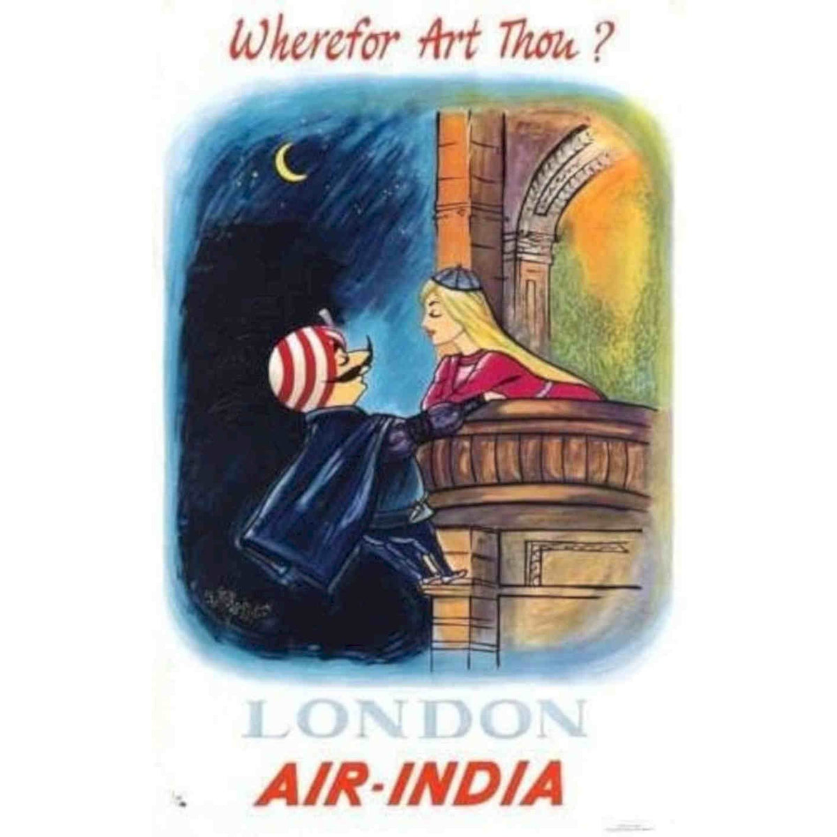 Air India Shakespeare London Airline Vintage Retro Advert Poster A4 Photo Print