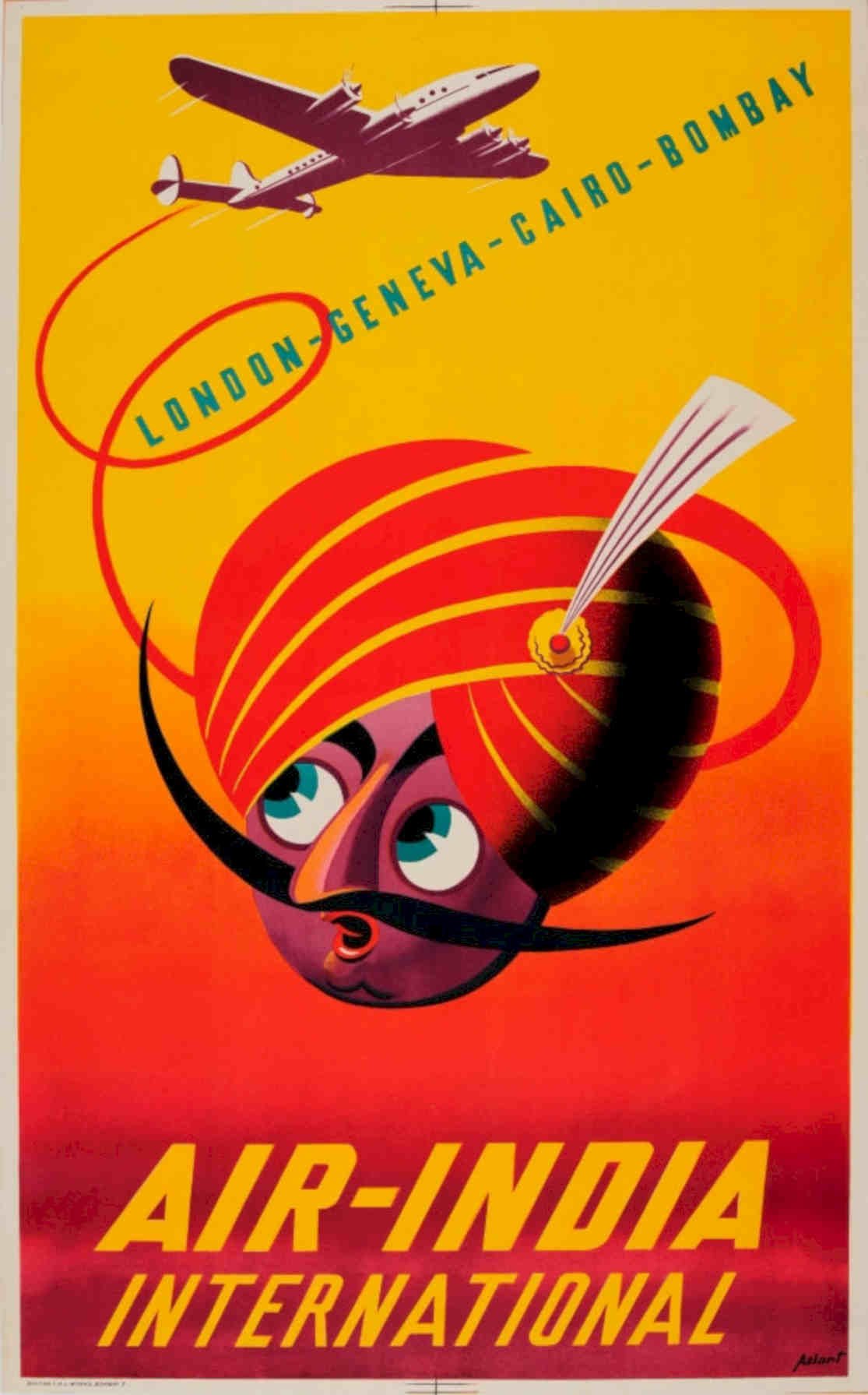 Air India Travel Vintage Retro Advert Poster A4 Photo Print
