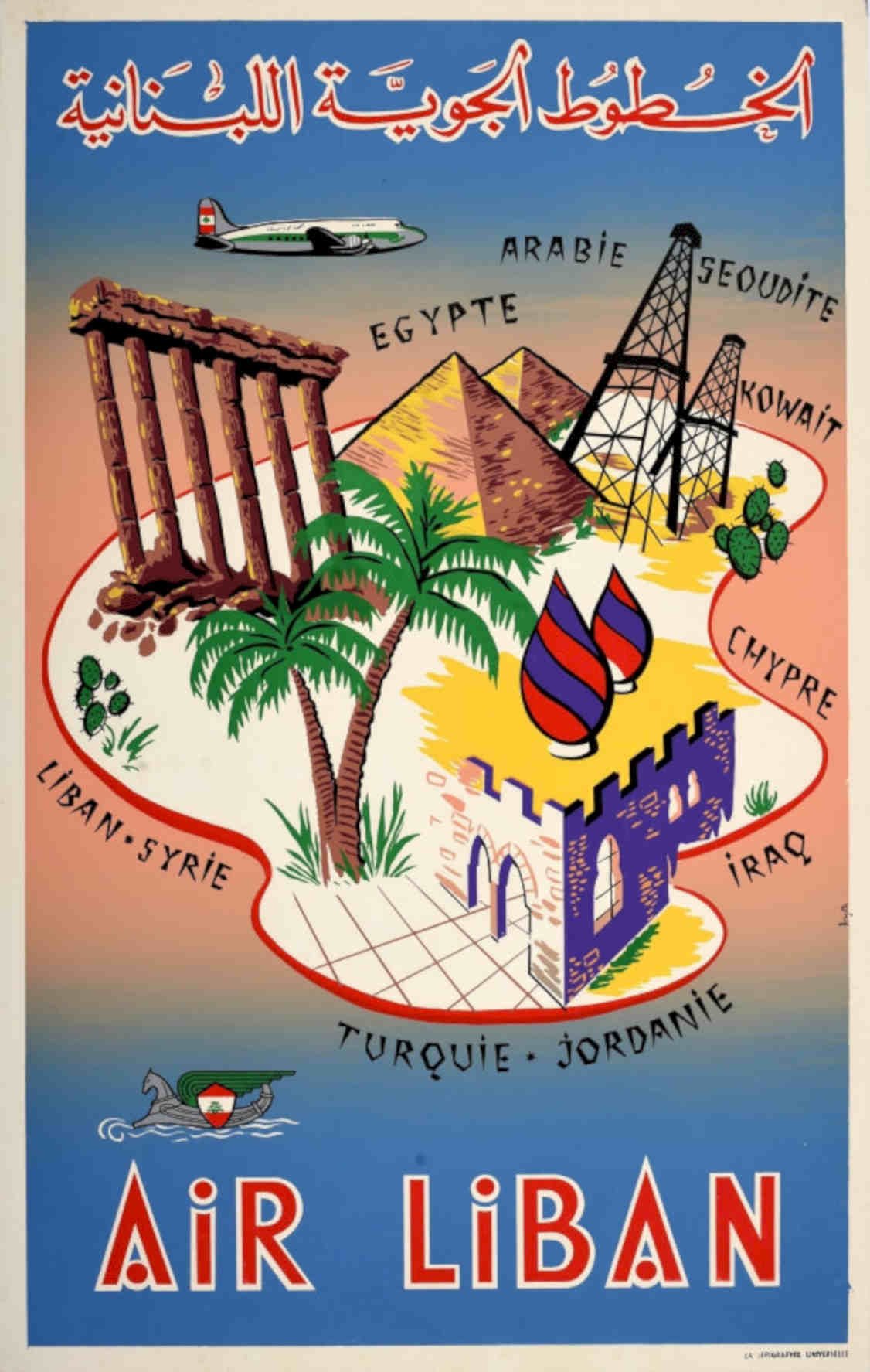 Air Liban Route Vintage Retro Advert Poster A4 Photo Print