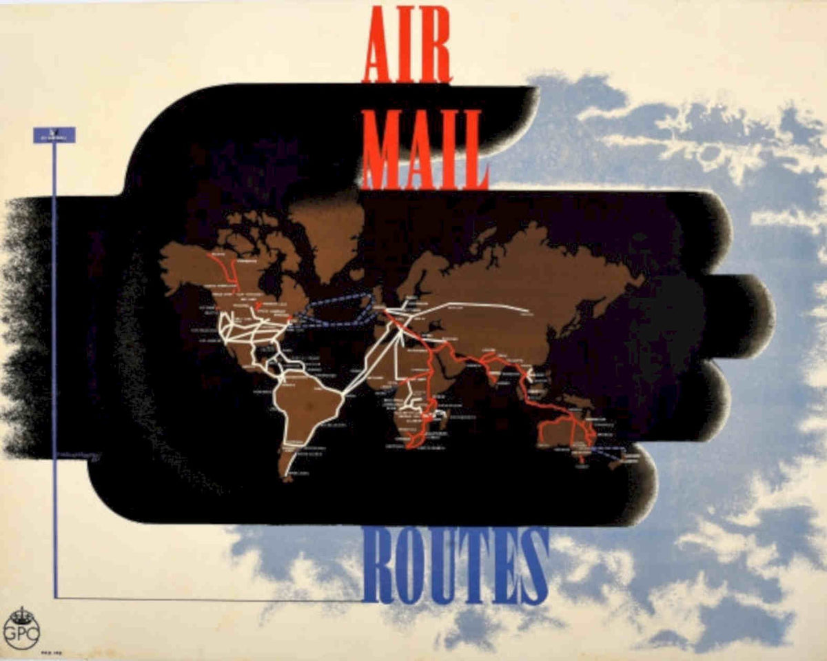 Air Mail Routes Vintage Retro Advert Poster A4 Photo Print