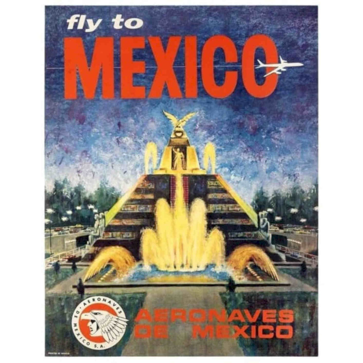 Air Mexico Fly To Airline Artw Vintage Retro Advert Poster A4 Photo Print