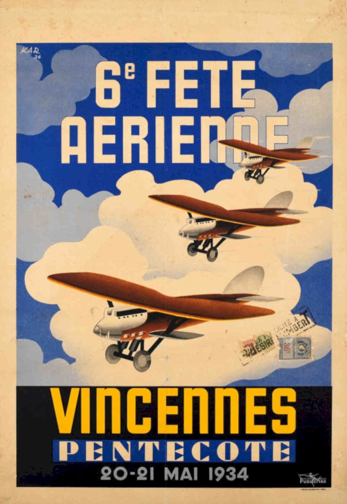 Air Show Vincennes Vintage Retro Advert Poster A4 Photo Print