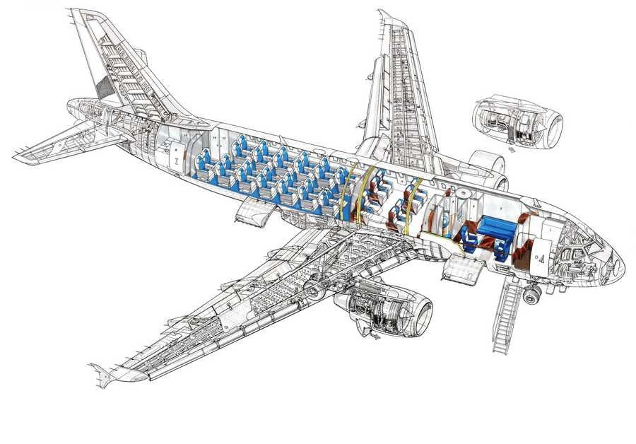 Airbus A319 cutaway A4 Photo Print
