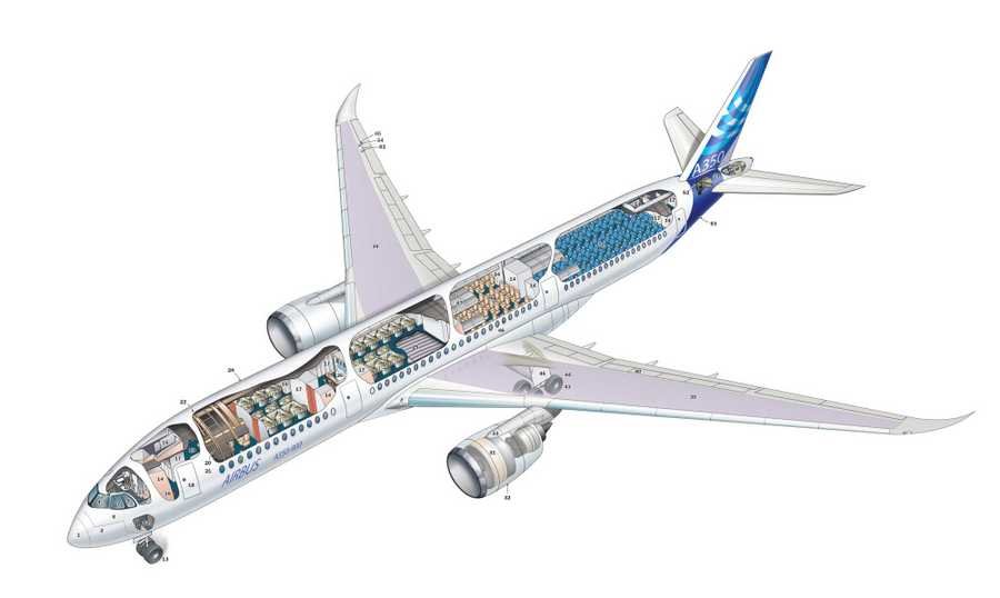 Airbus A350 cutaway A4 Photo Print