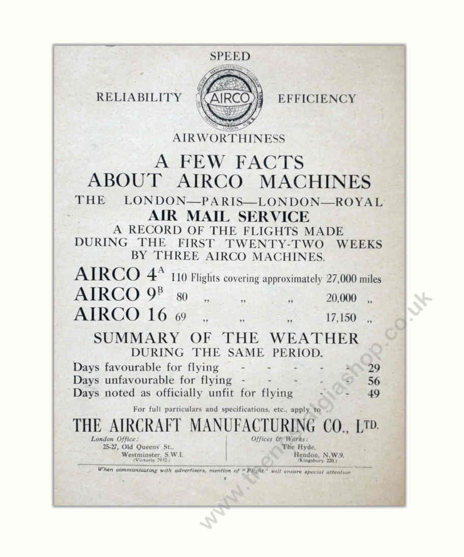 Airco Royal Mail Vintage Retro Advert Poster A4 Photo Print