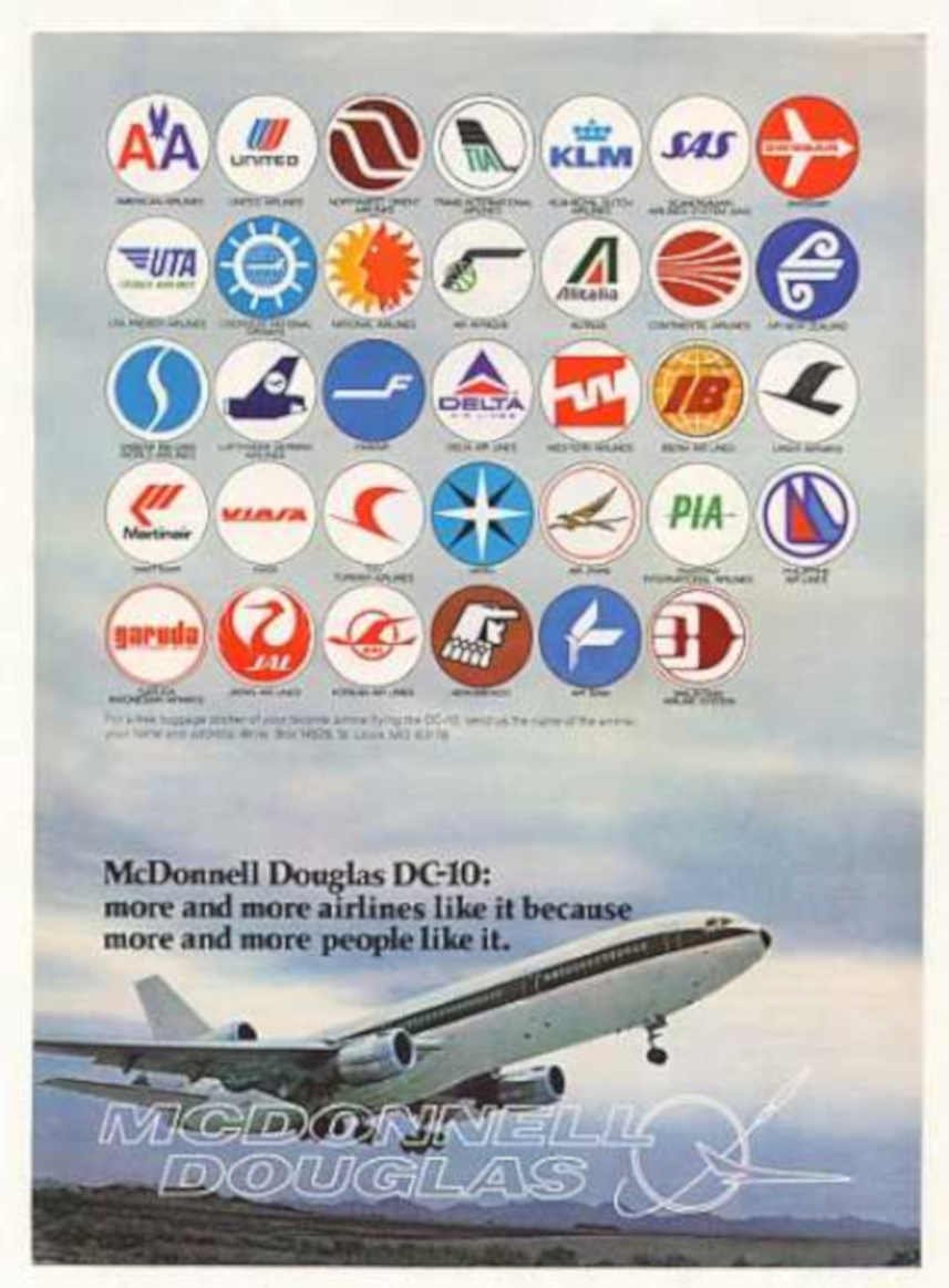 Airline Logos Dc10 Vintage Retro Advert Ads A4 Photo Print
