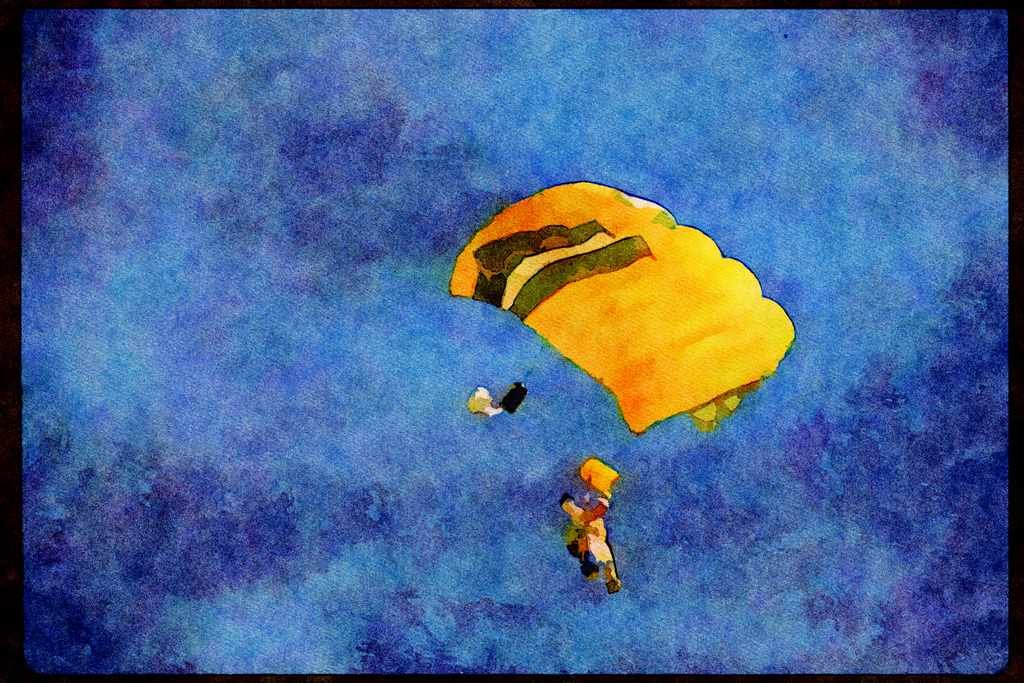 Airshow Aircraft Planes 010006 Yellow Parasail, Side A4 Limited Edition Watercolour Print