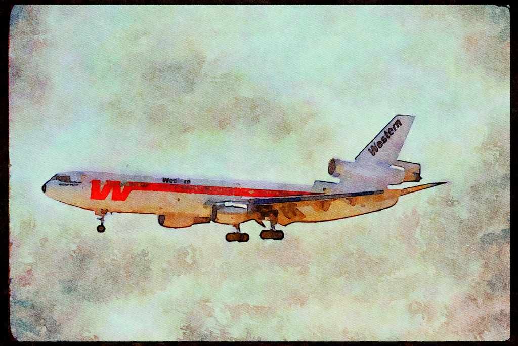 Airshow Aircraft Planes 010011 DC 10 On Final Approach A4 Limited Edition Watercolour Print