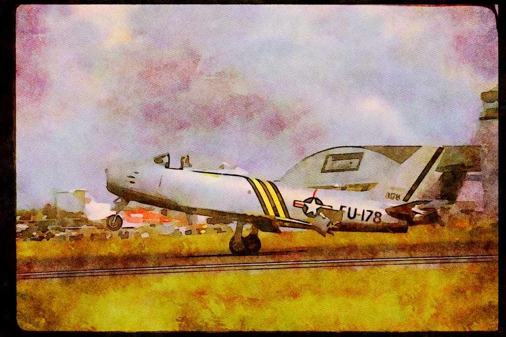Airshow Aircraft Planes 010019 Only Flying F 86A, On Ground A4 Limited Edition Watercolour Print