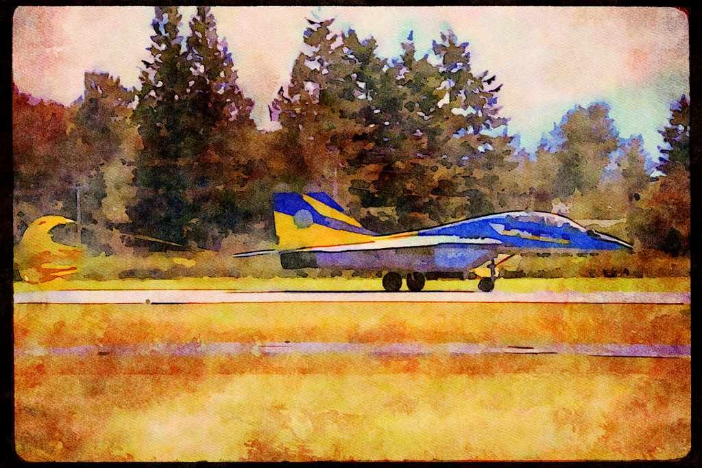 Airshow Aircraft Planes 010033 Soviet SU 27 (Two Seater) On Ground A4 Limited Edition Watercolour Print
